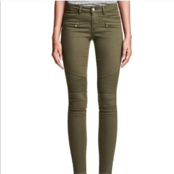 H&M Denim - H&M Divided Olive Green Moto Skinny Jean Size 6
